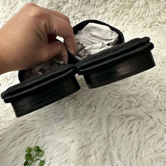 Alima Italy Flat Slip On Mules Slide Black Studded Sparkly Satin size 6 NEW - Picture 7 of 9